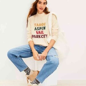 Cream Graphic Sweater with Colorful Text